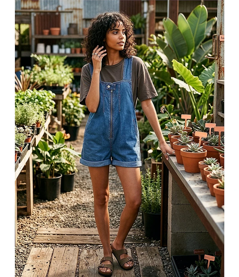 We The Free Jude Shortall Square Neck Sleeveless Denim Romper