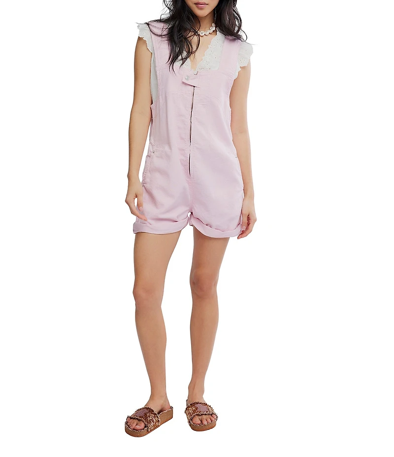 We The Free Jude Shortall Square Neck Sleeveless Denim Romper