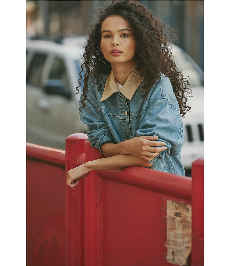 We The Free Lemon Point Collar Long Sleeve Denim Jacket