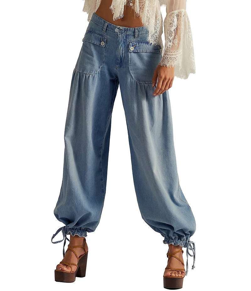 We The Free Lotus Mid Rise Balloon-Style Cinched Ankle Denim Jeans