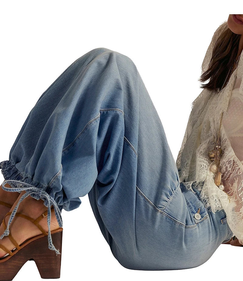 We The Free Lotus Mid Rise Balloon-Style Cinched Ankle Denim Jeans