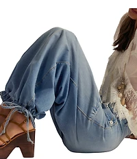 We The Free Lotus Mid Rise Balloon-Style Cinched Ankle Denim Jeans