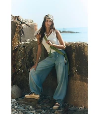 We The Free Lotus Mid Rise Balloon-Style Cinched Ankle Denim Jeans