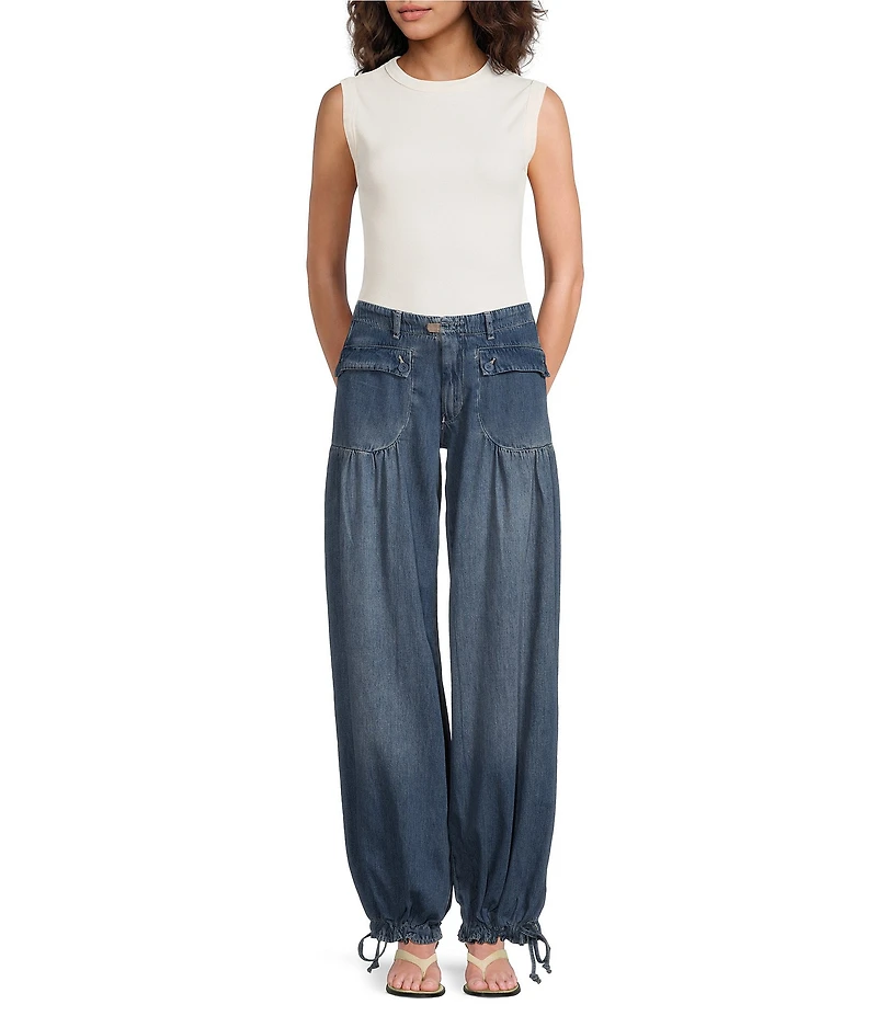 We The Free Lotus Mid Rise Balloon-Style Cinched Ankle Denim Jeans