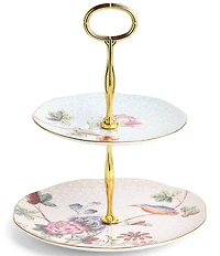 Wedgwood Cuckoo Bird Floral Collection 2-Tier Cake Stand