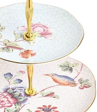 Wedgwood Cuckoo Bird Floral Collection 2-Tier Cake Stand