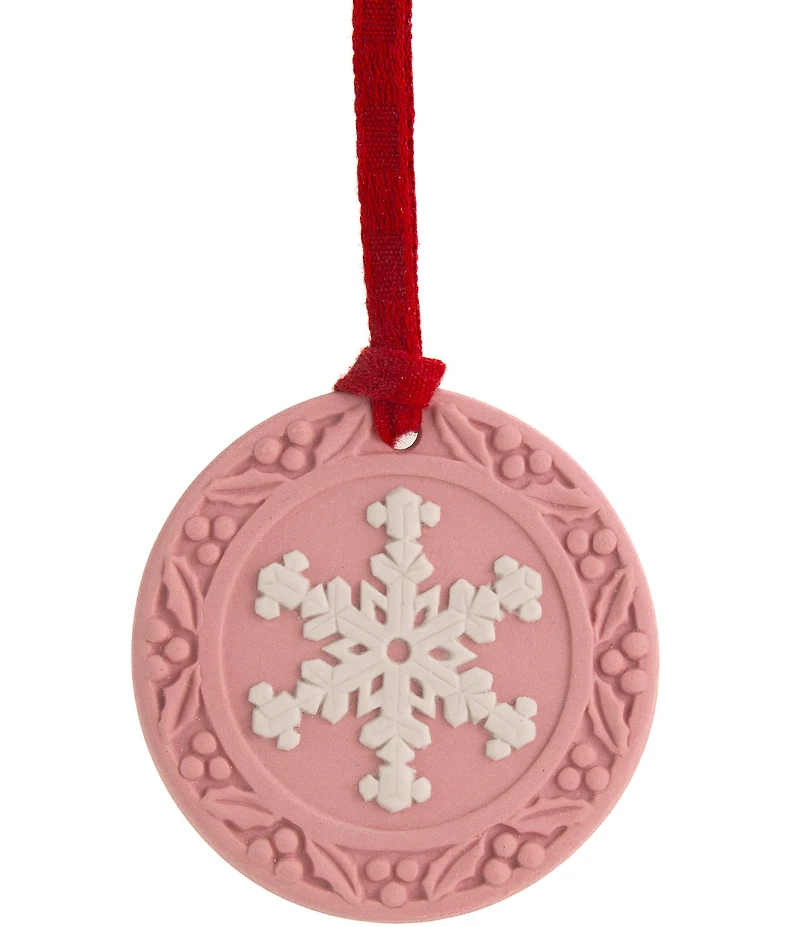 Wedgwood Jasper Pink & White Snowflake Ornament