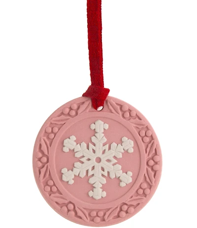 Wedgwood Jasper Pink & White Snowflake Ornament
