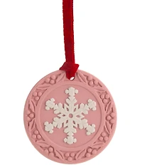 Wedgwood Jasper Pink & White Snowflake Ornament