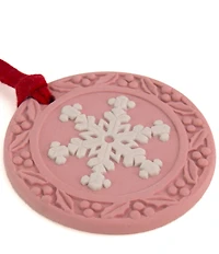 Wedgwood Jasper Pink & White Snowflake Ornament