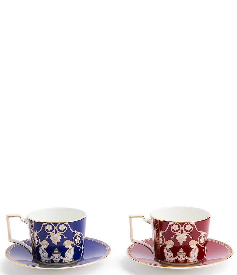 Wedgwood Renaissance Collection Mix Teacup & Saucer, Set of 2