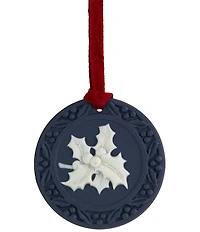 Wedgwood Jasper Blue & White Holly Ornament