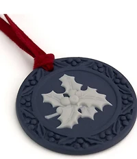 Wedgwood Jasper Blue & White Holly Ornament