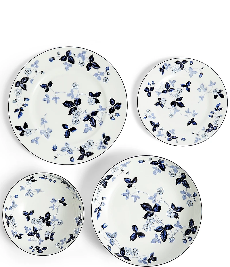 Wedgwood Wild Strawberry Inky Blue Dinnerware 4 Piece Set