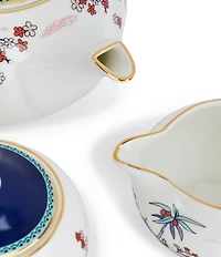 Wedgwood Wonderlust Blue Pagoda Teapot, Sugar and Creamer, Set of 3