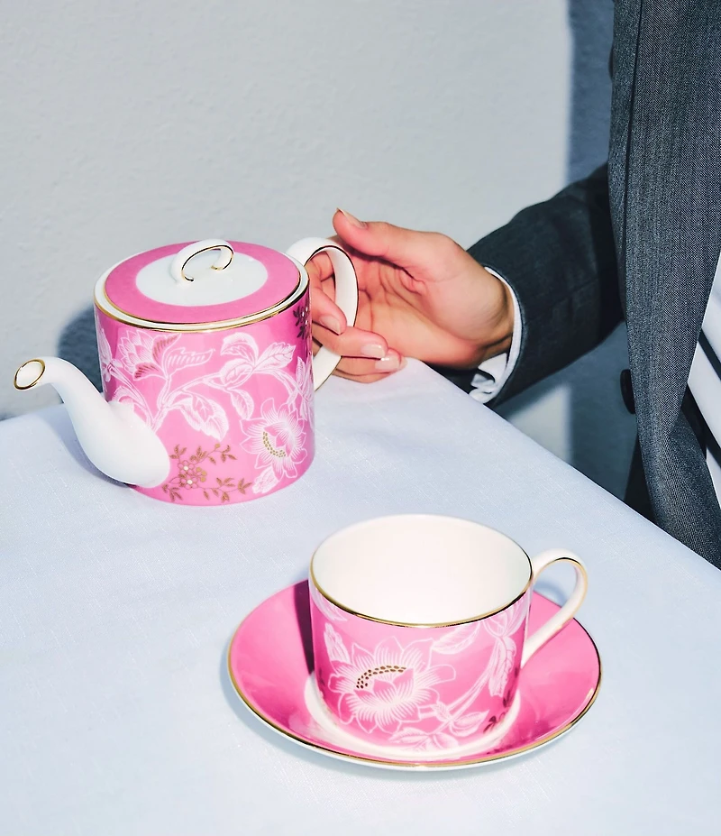 Wedgwood Wonderlust Pink Tonquin Teacup & Saucer - 7.1-oz