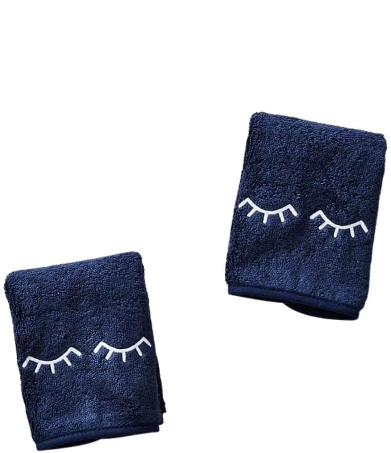 Weezie Embroidered-Applique Makeup/Eyelid Organic Cotton Makeup Towels, Set of 2