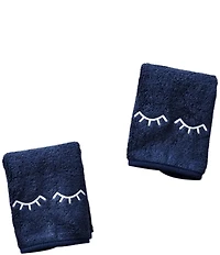 Weezie Embroidered-Applique Makeup/Eyelid Organic Cotton Makeup Towels, Set of 2