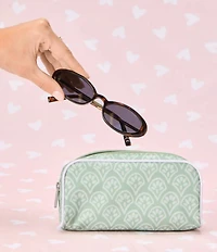 Weezie Matcha Block Print Patterned Toiletry Case