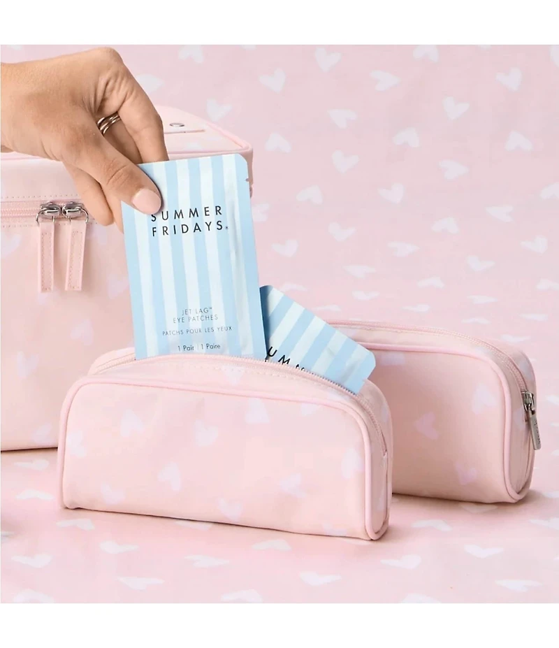 Weezie Pink Hearts Patterned Toiletry Case