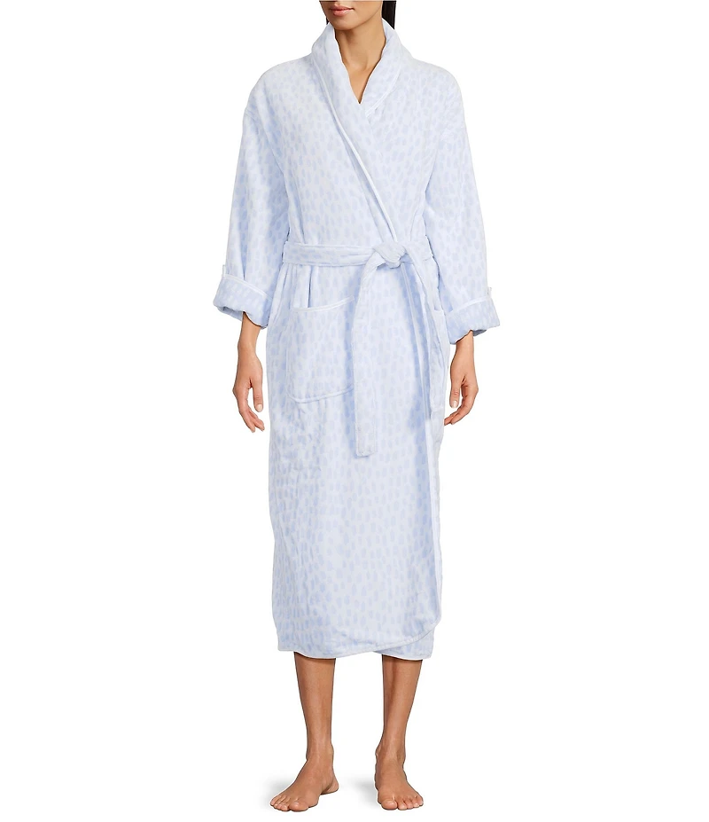 Weezie Rain Drop Long Organic Cotton Plush Terry Robe