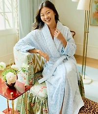 Weezie Rain Drop Long Organic Cotton Plush Terry Robe