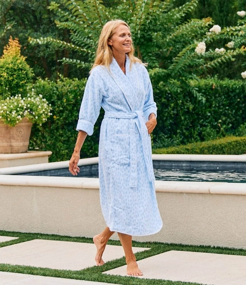 Weezie Rain Drop Long Organic Cotton Plush Terry Robe