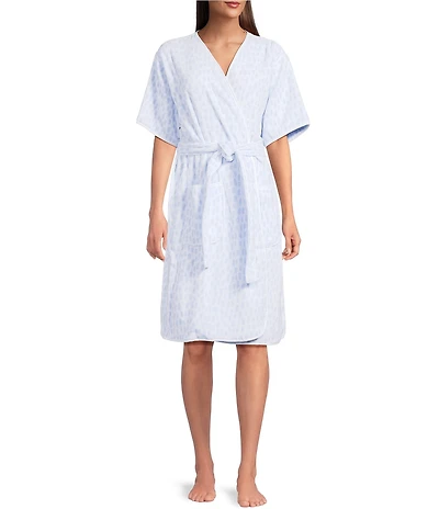 Weezie Rain Drop Short Organic Cotton Plush Terry Robe