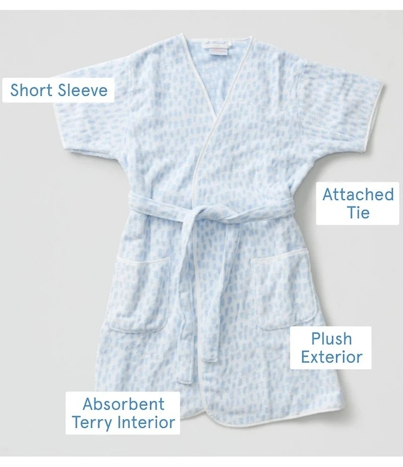 Weezie Rain Drop Short Organic Cotton Plush Terry Robe