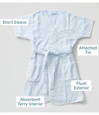 Weezie Rain Drop Short Organic Cotton Plush Terry Robe
