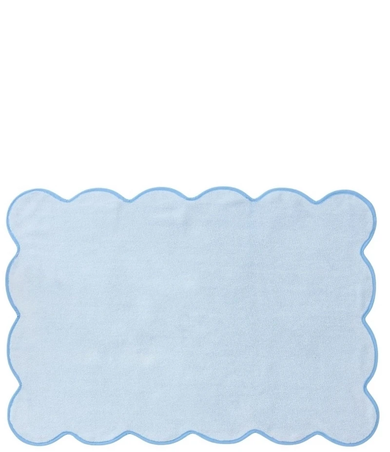 Weezie Scalloped Edge Trim Organic Cotton Bath Mat