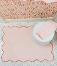 Weezie Scalloped Edge Trim Organic Cotton Bath Mat