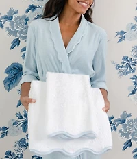 Weezie Scalloped Edge Trim Organic Cotton Bath Towels