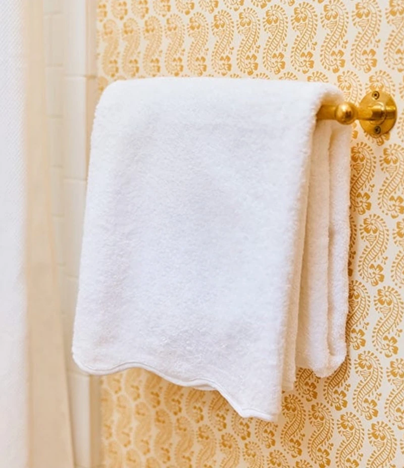 Weezie Scalloped Edge Trim Organic Cotton Bath Towels