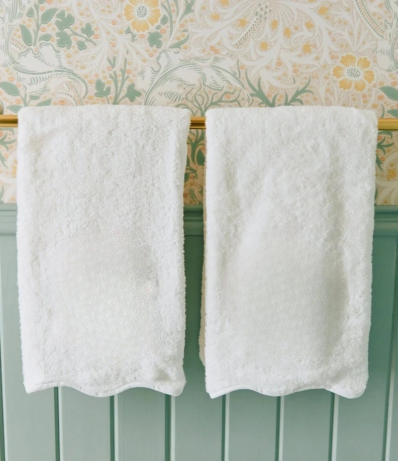 Weezie Scalloped Edge Trim Organic Cotton Bath Towels