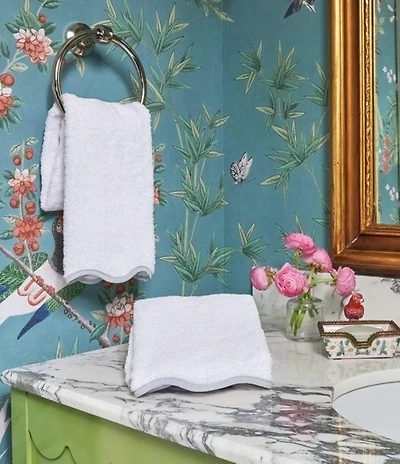 Weezie Scalloped Edge Trim Organic Cotton Bath Towels