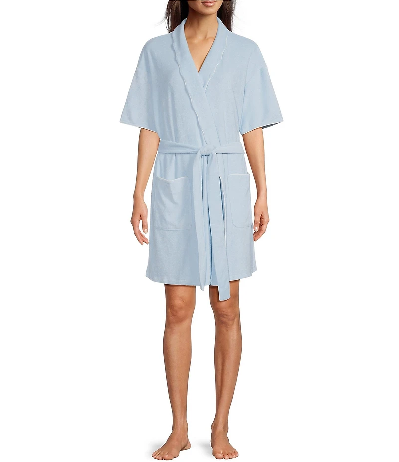 Weezie Short Scalloped Lightweight French Terry Robe