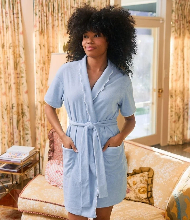 Weezie Short Scalloped Lightweight French Terry Robe