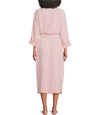 Weezie Striped Long Organic Cotton Plush Terry Robe