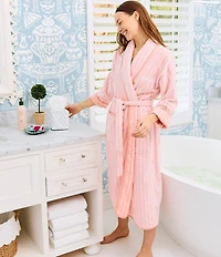 Weezie Striped Long Organic Cotton Plush Terry Robe