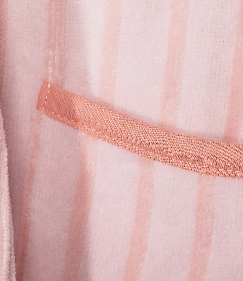 Weezie Striped Short Organic Cotton Plush Terry Robe
