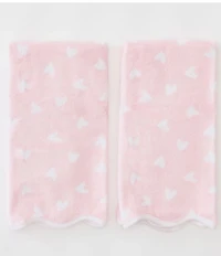 Weezie Tossed Pink Hearts Patterned Scallop Organic Cotton Bath Towel