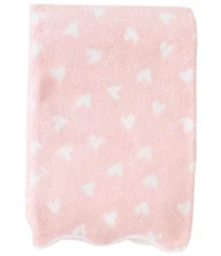 Weezie Tossed Pink Hearts Patterned Scallop Organic Cotton Bath Towel