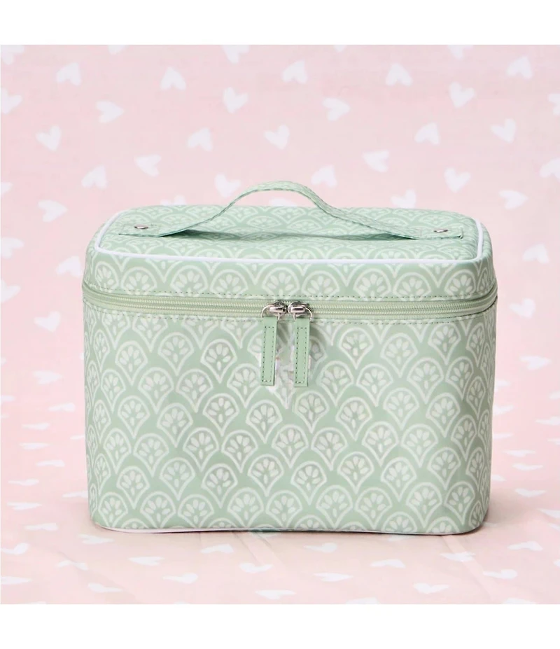 Weezie Matcha Block Print Patterned Vanity Case