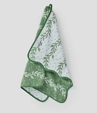 Weezie Willow Leaves Patterned Scallop Organic Cotton Bath Towels