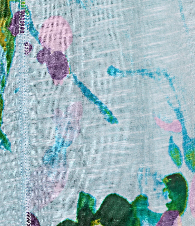 Westbound Bouquet Bloom Print Short Sleeve V-Neck Top