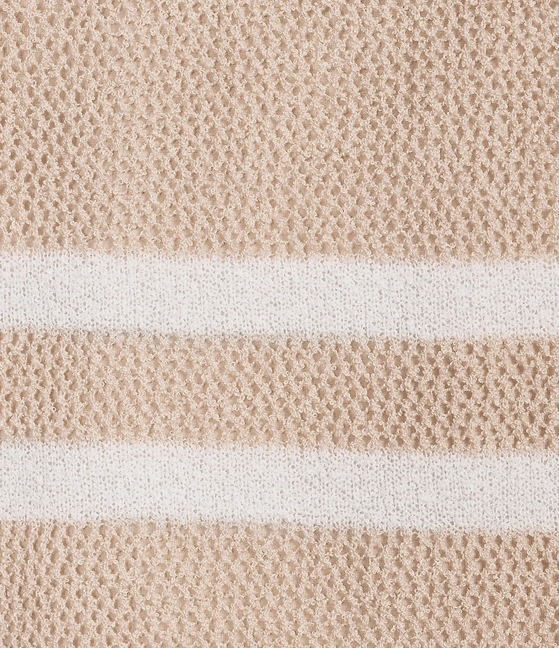 Westbound 3/4 Sleeve Crochet Crew Neck Ribbed Top