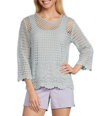 Westbound 3/4 Sleeve Crochet Top