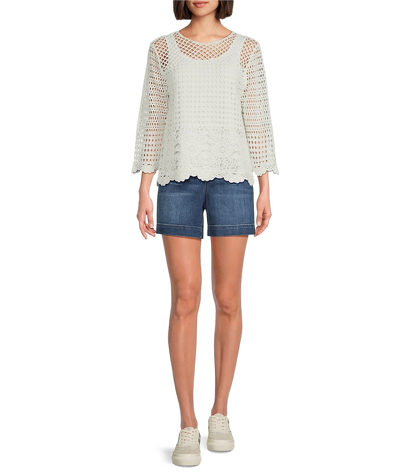 Westbound 3/4 Sleeve Crochet Top