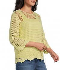 Westbound 3/4 Sleeve Crochet Top